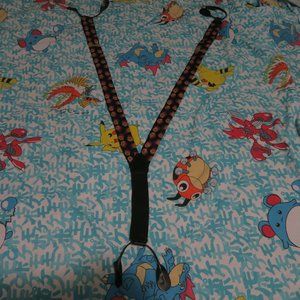 Vintage CAS West Germany Geometric Y Dress Brace Suspenders Black Red Yellow